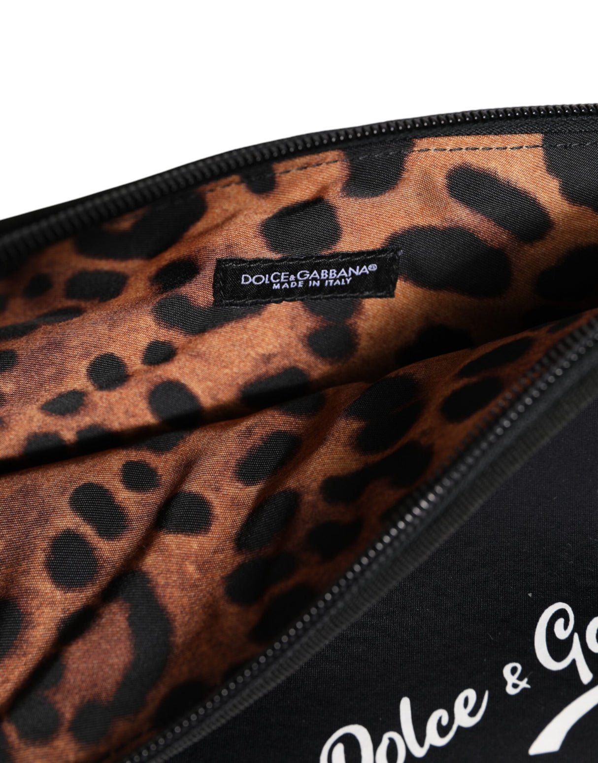 Dolce & Gabbana Black Solid Nylon DG LogoPrint Clutch Zip Borse Pouch Bag