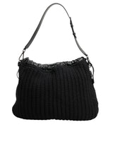 Dolce & Gabbana Black Cashmere Knitted Leather Shoulder Women Borse Bag