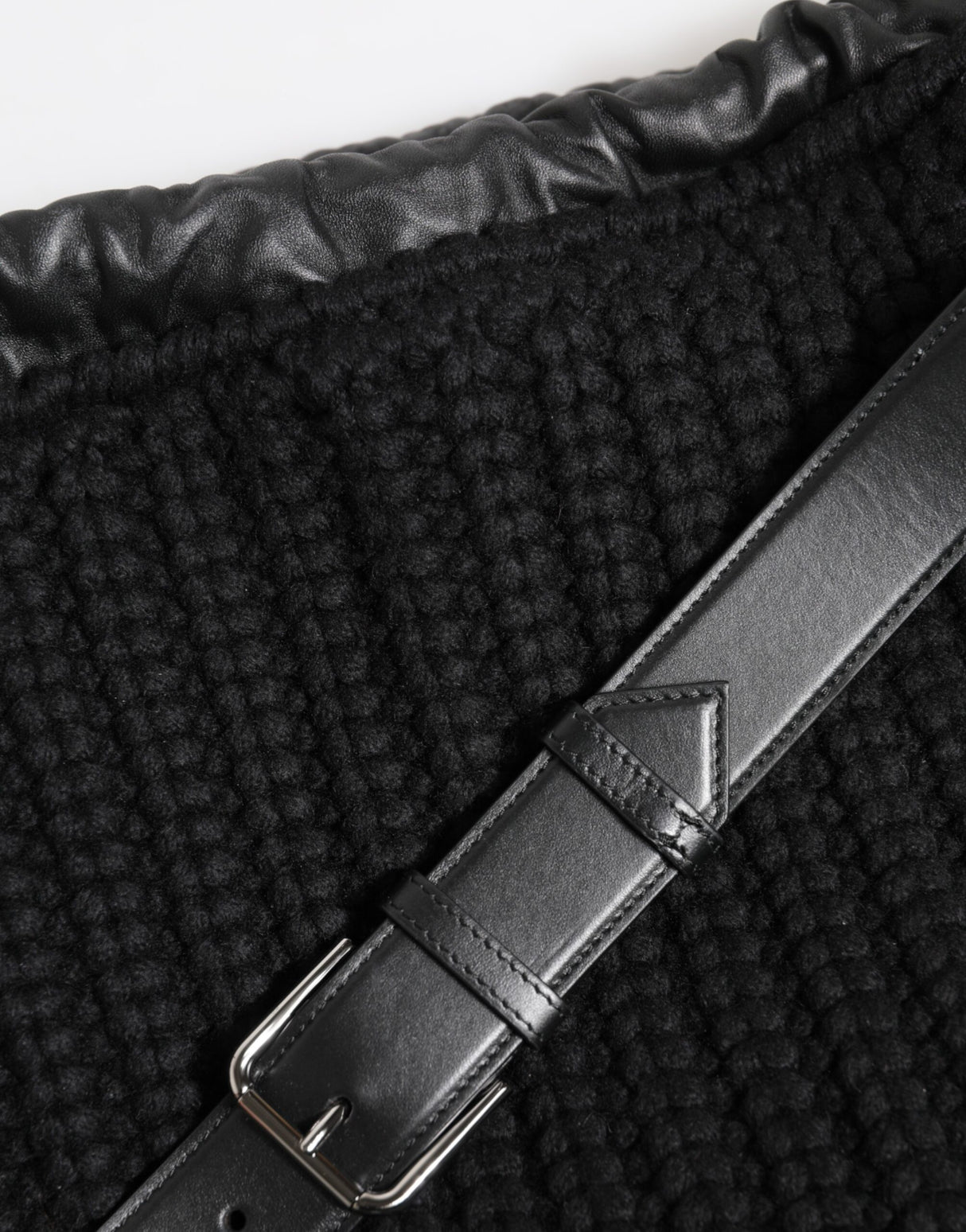 Dolce & Gabbana Black Cashmere Knitted Leather Shoulder Women Borse Bag