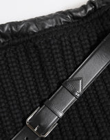 Dolce & Gabbana Black Cashmere Knitted Leather Shoulder Women Borse Bag