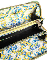 Dolce & Gabbana Green Leather Logo Plaque Zip Around Continenta Wallet