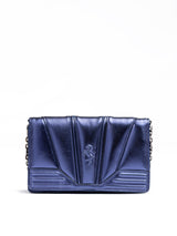 Ferrari Metal blue GT patent leather bag with chain