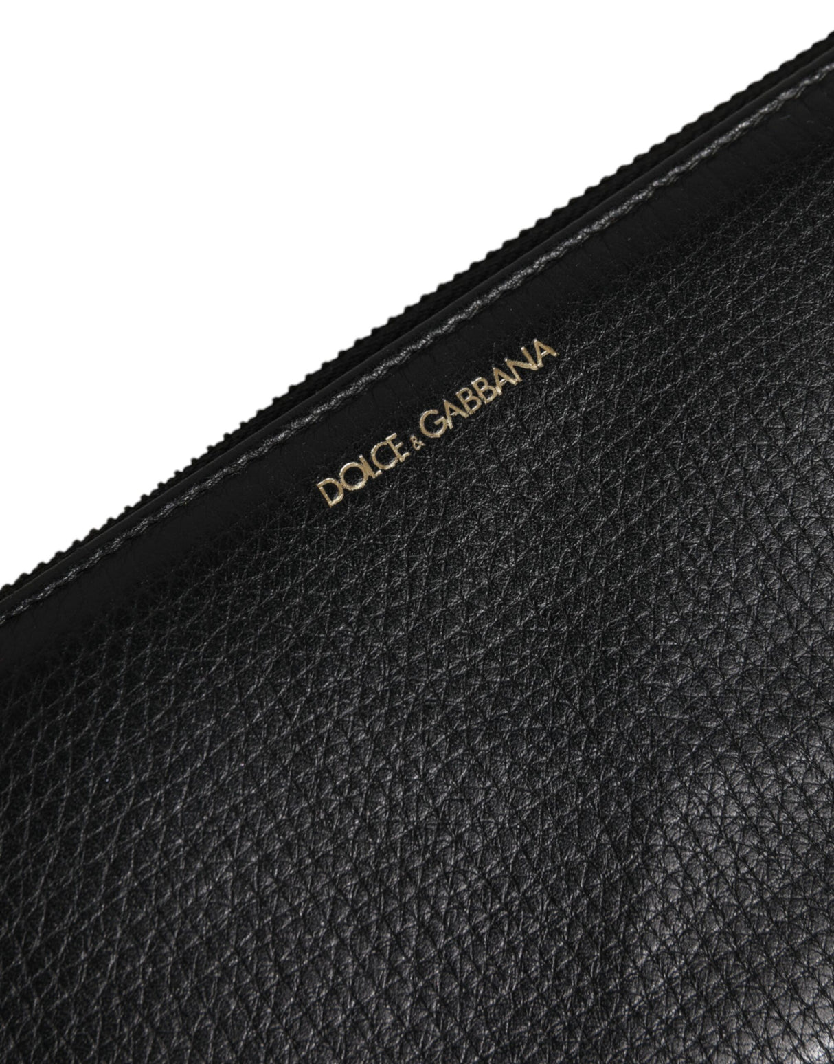 Dolce & Gabbana Black Calfskin Leather Logo Zip Around Continental Wallet