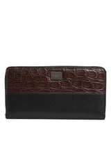 Dolce & Gabbana Black Brown Exotic Leather Men Continental Clutch Wallet