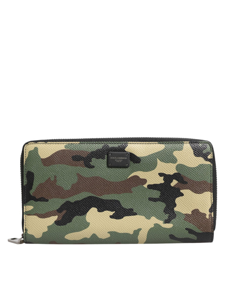 Dolce & Gabbana Multicolor Camouflage Logo Zip Around Continental Wallet