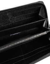 Dolce & Gabbana Black Leather #DGFAMILY Zipper Continental Mens Wallet