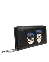 Dolce & Gabbana Black Leather #DGFAMILY Zipper Continental Mens Wallet
