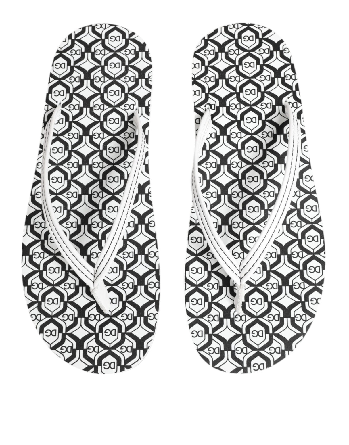 Dolce & Gabbana Black White Logo Beachwear Flats Slipper Shoes