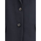 Brunello Cucinelli Blue Fleece Wool Blazer