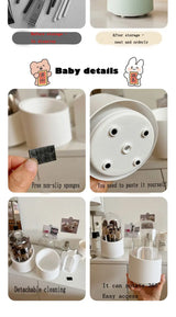 Rotating Makeup Brush Holder with Dust-Proof Cover