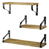 Love-KANKEI Floating Shelves Wall Mounted Set of 3 Rustic Wood Wall Storage Shelves for Bedroom Living Room Bathroom Kitchen Office and More Carbonized Black