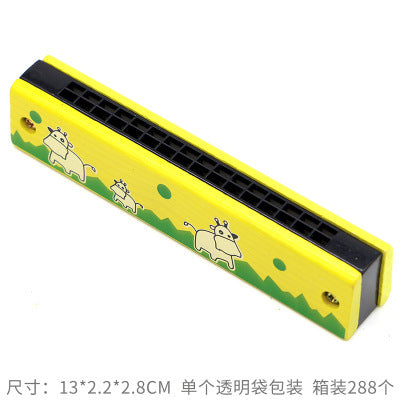 Wooden Painted Harmonica for Kids - 16 Holes Educational Toy