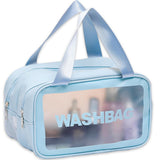 YIMIKE Travel Toiletry BagClear Makeup BagCosmetics BagTransparent Skin Care BagWaterproof & Draining Make up BagsPVC Toiletry Organizer Thickened Wash Bag for Women Men (Medium-Blue)