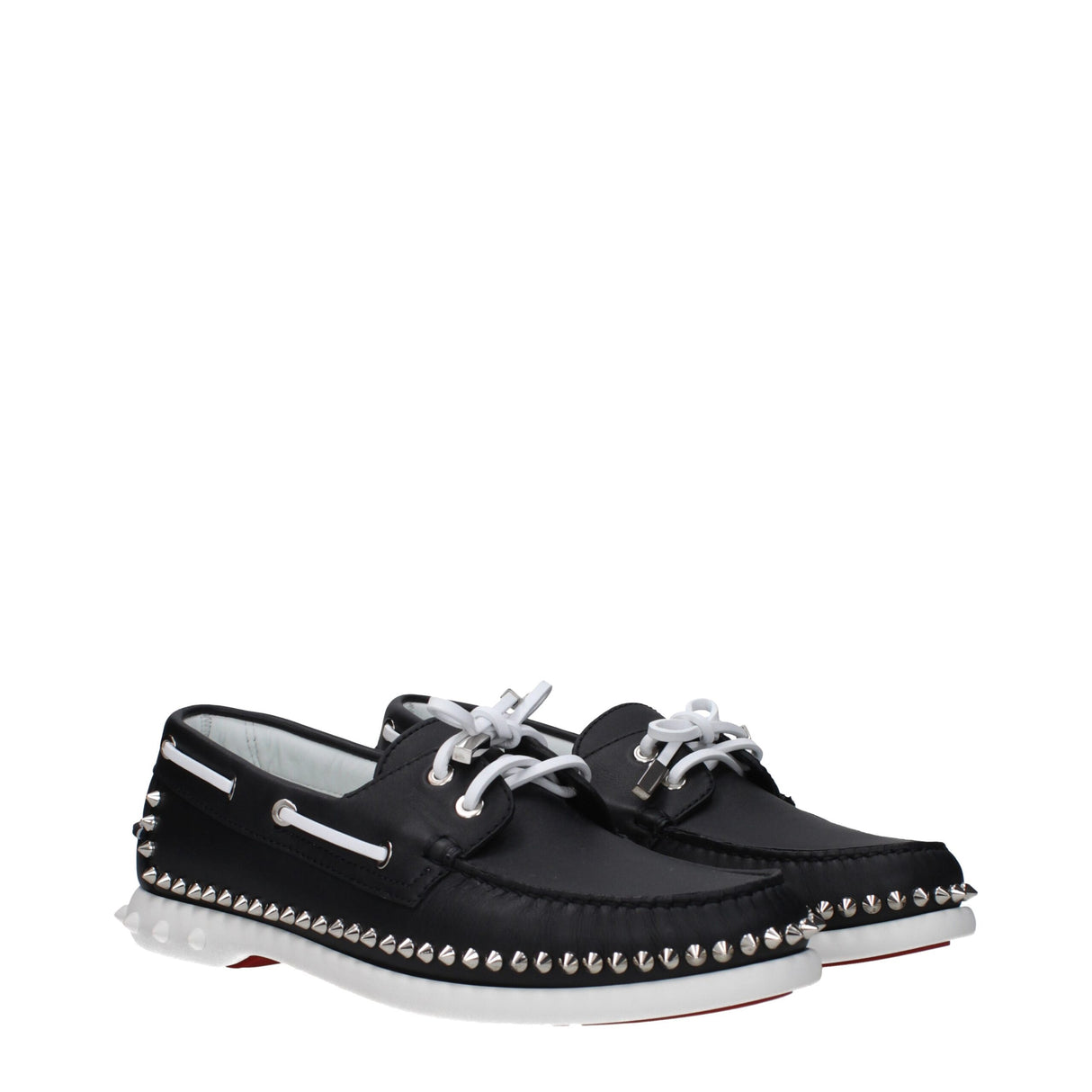 Christian Louboutin Black Leather Slip-On Loafers