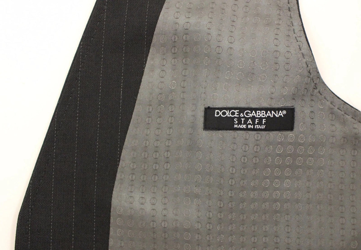 Dolce & Gabbana Gray Striped Formal Dress Gilet Vest