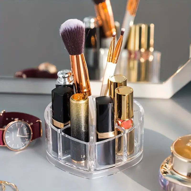 Heart-Shaped Lipstick Holder and Makeup Organizer Box