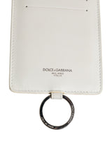 Dolce & Gabbana White Calf Leather Lanyard Logo Card Holder Men Wallet
