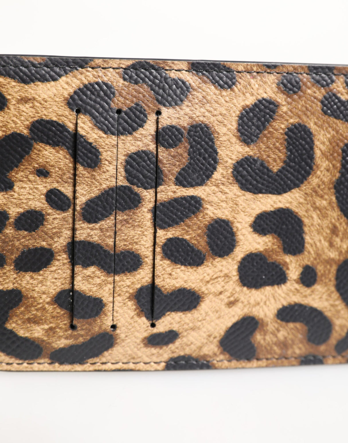 Dolce & Gabbana Leopard Print Leather Embossed Lanyard Card Holder Wallet