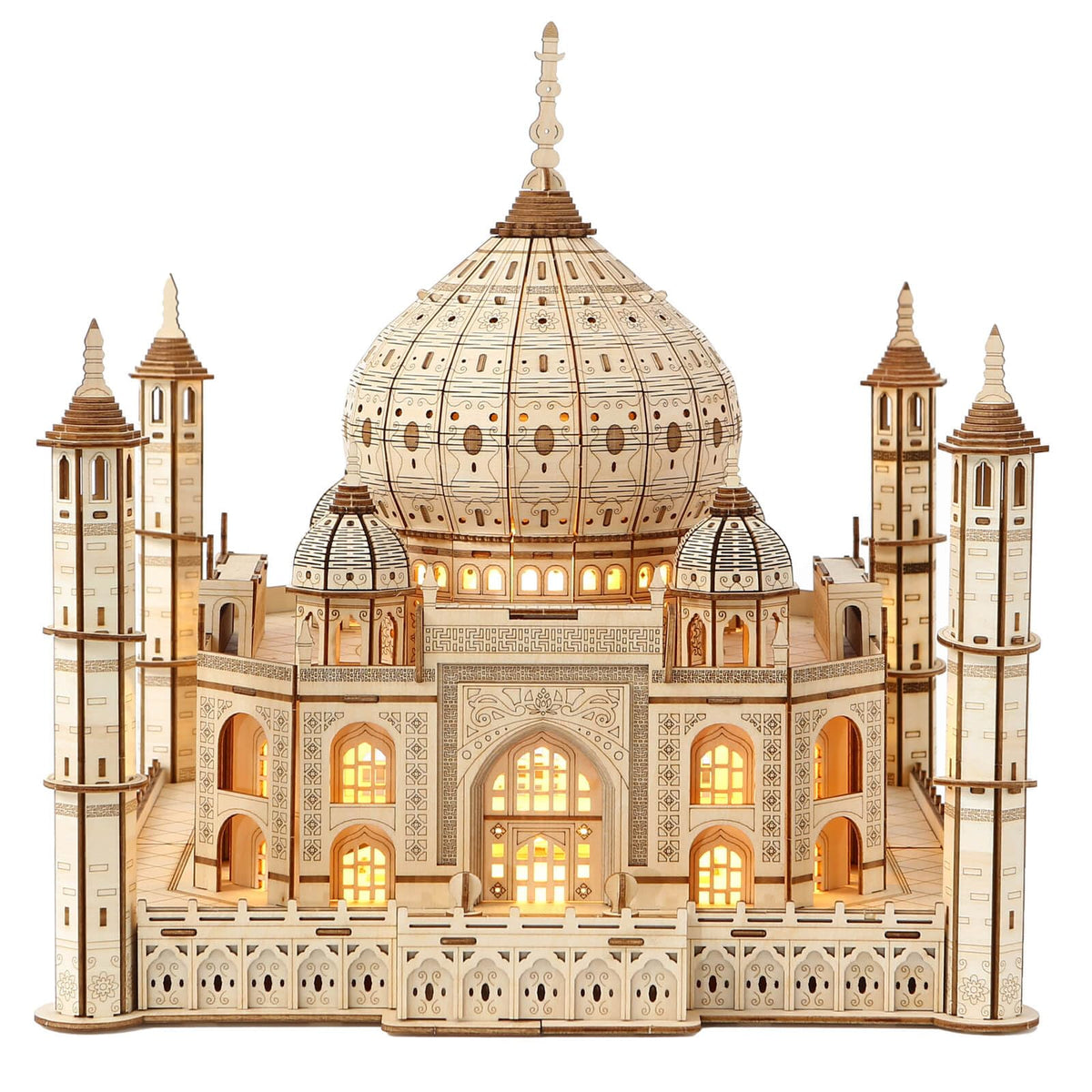 3D Wooden Puzzles for Adults 388pcs LED Light Taj Mahal Castle DIY Wooden Assembly Kit for Teens Kids Home Decor