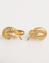 Dolce & Gabbana Gold 925 Sterling Silver Crystal Leaf Accessory Cufflink