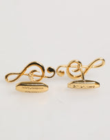 Dolce & Gabbana Gold Musical Note Metal Brass Pin Men Accessory Cufflinks