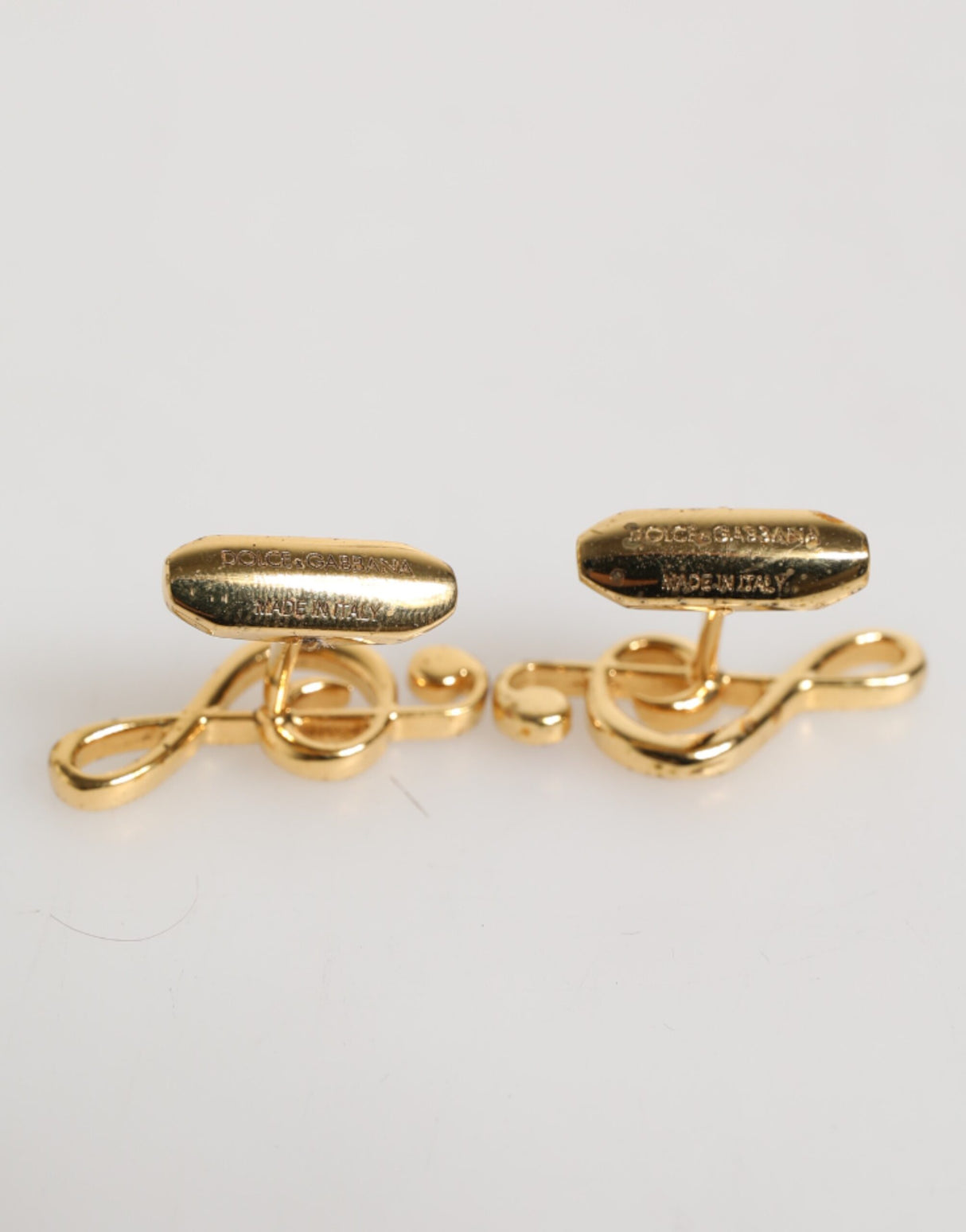 Dolce & Gabbana Gold Musical Note Metal Brass Pin Men Accessory Cufflinks