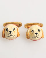 Dolce & Gabbana Brass Gold Tone Dog Puppy Men's Accessories Cufflink