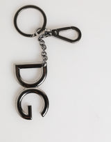 Dolce & Gabbana Silver Brass DG Logo Metal Keychain Holder Men Keyring