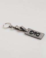 Dolce & Gabbana Gray Leather Logo Metal Ring Keychain Holder Men Keyring