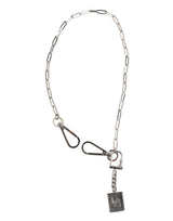 Dolce & Gabbana Silver Tone Metal Chain DG Logo Pendant Men Necklace