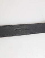 Dolce & Gabbana Silver Textured Leather Gold Tone Metal Neckband
