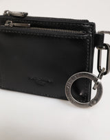 Dolce & Gabbana Black Leather Zipped Card Holder Coin Purse Keyring Wallet