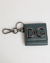 Dolce & Gabbana Dark Green Leather DG Logo Coin Purse Bag Charm Wallet