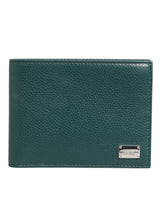 Dolce & Gabbana Green Leather DG Logo Plaque Bifold Men Card Holder Wallet
