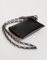 Dolce & Gabbana Black Cavallo Leather Wallet Chain Snap Bifold Card Holder