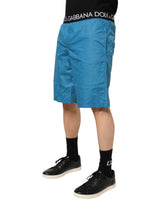 Dolce & Gabbana Blue Logo Waistband Beachwear Shorts Swimwear
