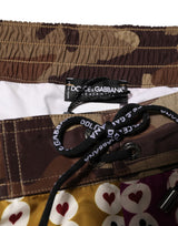 Dolce & Gabbana Multicolor Playing Card Camouflage Shorts Swimwear