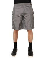 Dolce & Gabbana Light Gray Nylon Elastic Waist Shorts Swimwear