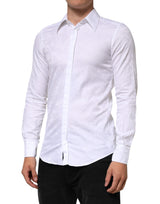 Dolce & Gabbana White Cotton MARTINI Paisley Jacquard Shirt