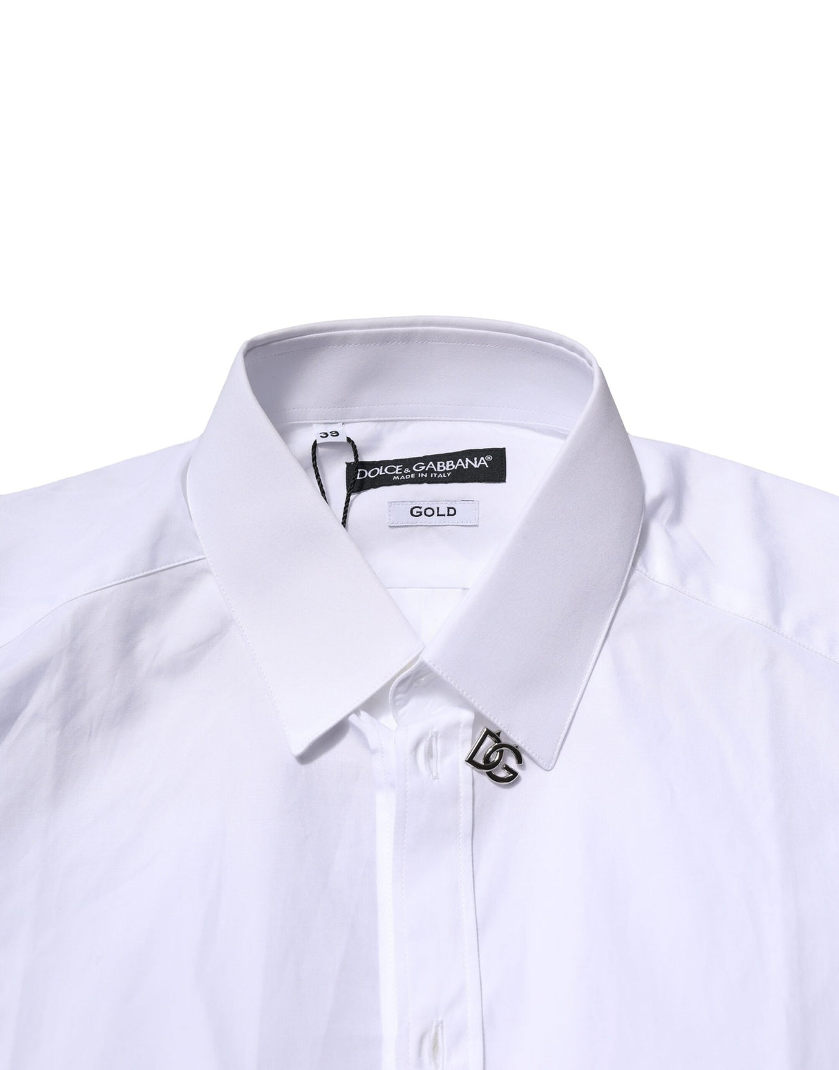 Dolce & Gabbana White Cotton GOLD Long Sleeves Formal Shirt