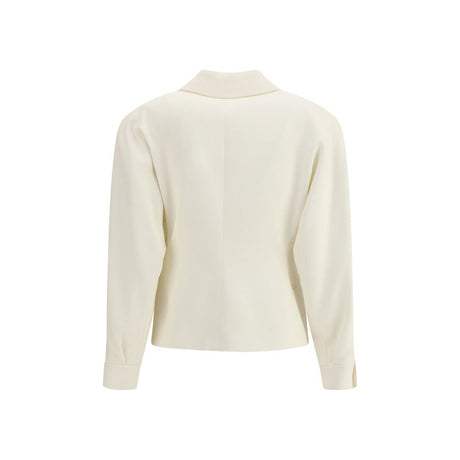 Alessandra Rich Cream Fleece Wool Blazer