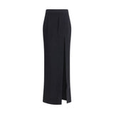 Alessandra Rich Black Wool Long Skirt