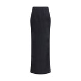 Alessandra Rich Black Wool Long Skirt