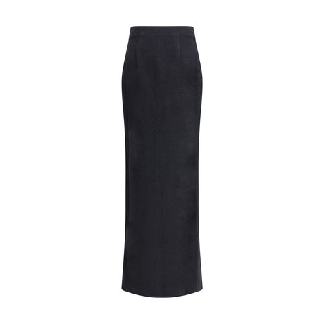 Alessandra Rich Black Fleece Wool Long Skirt