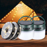 2 Pack Solar Camping Lantern with String Lights 33ft Light Strip Easily Store 3600mAh Rechargeable Lantern with 3 Modes Durable Waterproof Portable Tent Light Camping Essentials for Hiking