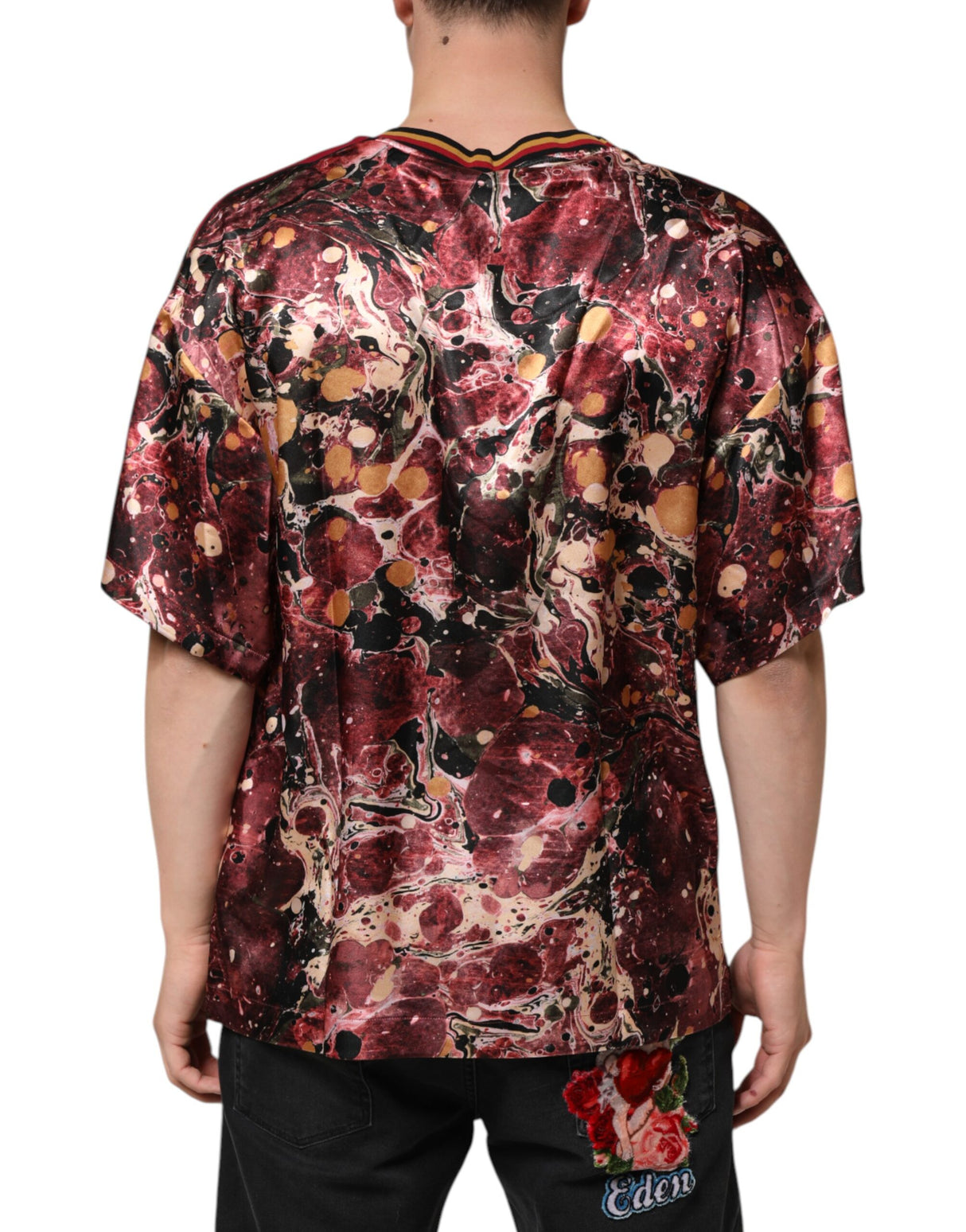 Dolce & Gabbana Multicolor Polyester Marble Print Oversize T-shirt