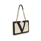 Valentino Garavani Cream Calf Leather Bos Taurus Shoulder Bag