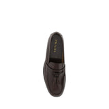 Prada Brown Calf Leather Bos Taurus Slip-On Loafers