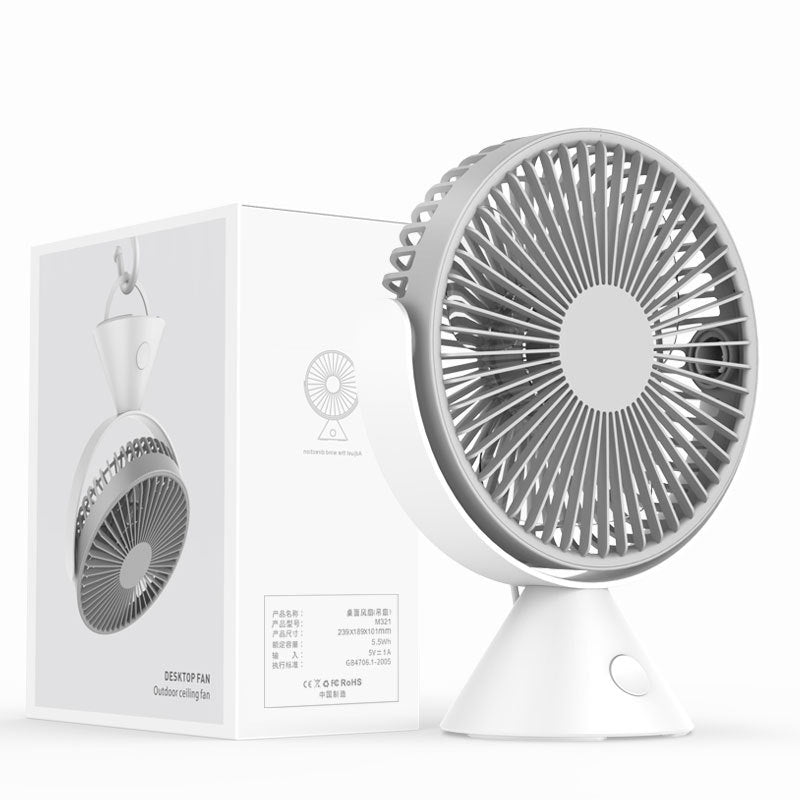 Portable USB Camping Fan - 6-Inch Desk & Hanging Use