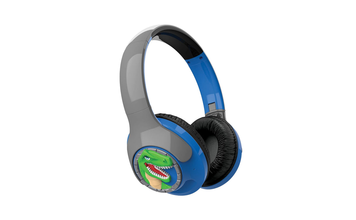 eKids Dinosaur Headphones for Kids Volume Reduced Bluetooth Headphones for School Home or Travel